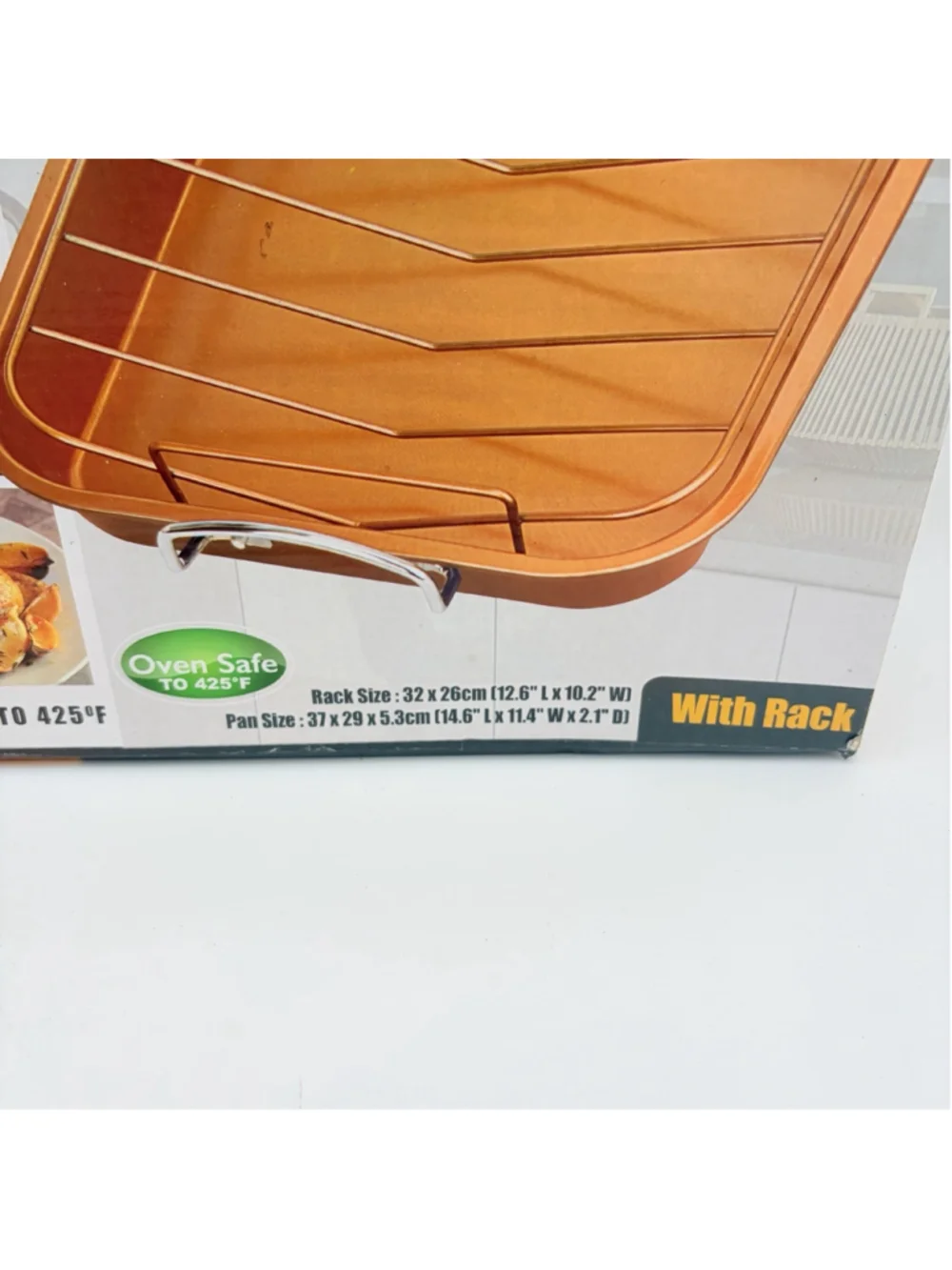 New Non-Stick Copper Ceramic Turkey Roaster Pan W/ Removable Rack